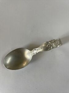 Antique Sterling Silver Reed Barton Cat Handle Monogrammed 3 1/2” 23g Baby Spoon