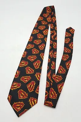 Corbata de poliéster vintage DC Comics SUPERMAN llama con logotipo S para hombre Foto 1 de 4