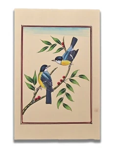 Pequeño pájaro del amor hecho a mano miniatura pájaro pintura sobre papel 9 X 6 pulgadas "PN13033" - Imagen 1 de 5