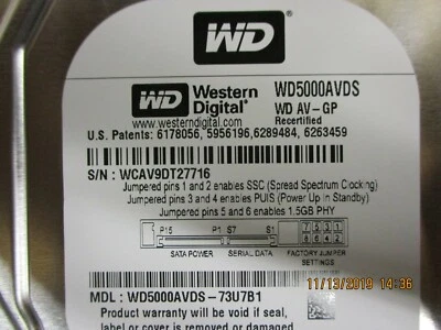 WESTERN DIGITAL - WD5000AVDS - 500GB 5400RPM 3.5inch HDD - Image 1 of 4