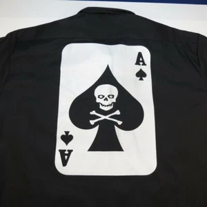 NEW DICKIES DEATH CARD ACE OF SPADES TATTOO ROCKABILLY ROCKER WORK SHIRT S - 3XL - Picture 1 of 4