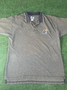 Vintage Kansas Jayhawks Logo Athletic Mens Golf Polo Shirt XL Gray (Flaw) - Picture 1 of 7