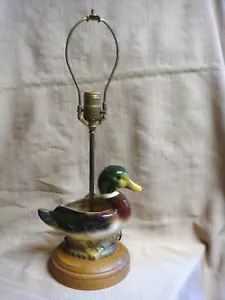 LAMPADA PIANTATRICE VINTAGE MALLARD ANATRA ARTE CERAMICA base in legno - Foto 1 di 10