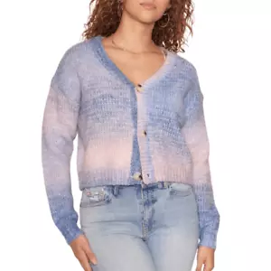 Cardigan Raga Alicia taglia 1X maglia bottoni stile boho vintage blu viola rosa - Foto 1 di 7