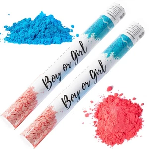 1Pnk and 1Blue Holi Powder Smoke Cannon Launcher Popper Gender Reveal Party 45cm - Picture 1 of 9