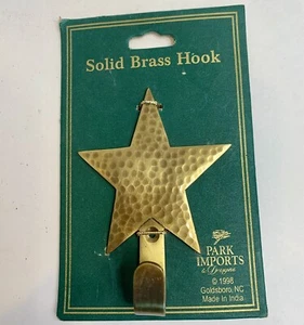 VTG 1998 Solid Brass Classic Star Wall Hook by Park Imports made in India - Picture 1 of 4