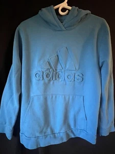 Adidas Sweatshirt Boys X-Large 18/20 Blue HTR Embossed Hoodie 3-D - Picture 1 of 6