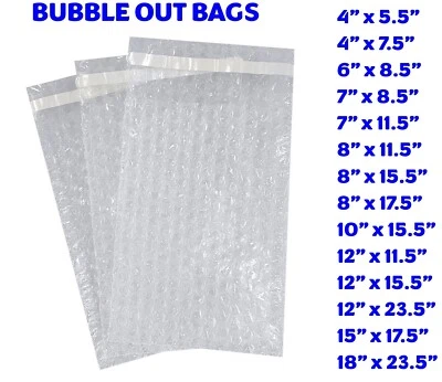 Bubble Out Bags Protective Wrap Pouches 4x5.5 4x7.5 6x8.5 8x11.5 9x12 12x15.5 - Image 1 of 4
