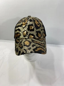 Gorra para mujer con estampado animal y lentejuelas Snapback, usada - Imagen 1 de 6