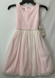 Couture Princess Sleeveless Dress Girls Size 8 Pink White Pearl Embellished - Picture 1 of 14