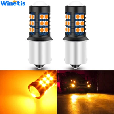 Winetis 2X BA15s 1156 LED Bulb Amber Yellow High Bright 3030SMD DRL Daytime Lamp - Image 1 of 4