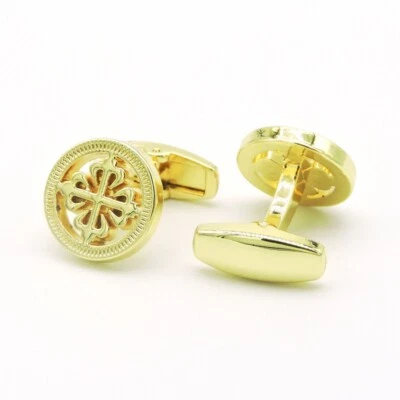 Gemelos redondos para hombre Camisa de negocios francesa dorada Puño Hebilla Venta caliente Foto 1 de 4