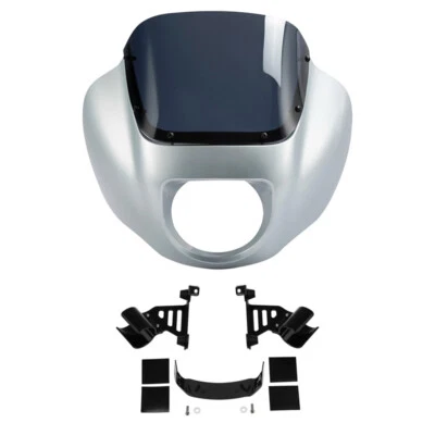 Carenados soporte de parabrisas apto para Harley Street Bob 2018-2024 Barracuda Silver Foto 1 de 4