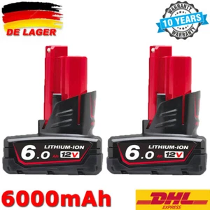 2x M12B6 Li-ion per Milwaukee batteria di ricambio M12 12V 6.0Ah 48-11-2402 M12B5 - Foto 1 di 12