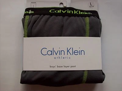 Calvin Klein Base Layer Pant Boys Mesh Sz Large L Athletic Gray Polyester NIP - Image 1 of 2