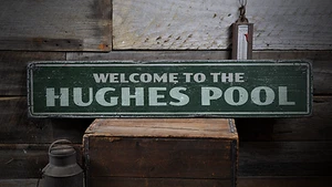 Family Pool, Custom Pool Decor, Welcome - Rustic Distressed Wood Sign - Picture 1 of 2