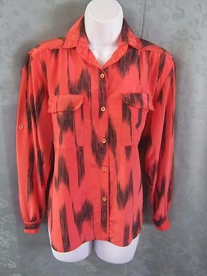 Blusa Marshall Rousso Las Vegas Vintage Años 80 Talla L Estampado Grande Alta Energía Foto 1 de 4