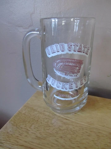 Vintage OHIO STATE BUCKEYES Stadium Handled Glass Beer Mug~1870-1970-~VG Shape! Cover