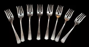 Antique 1913 Etruscan by Gorham Sterling Silver Salad Fork Set 8 pieces 6 1/4" - Picture 1 of 10