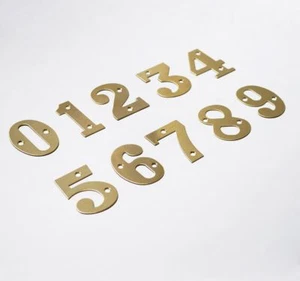 50mm POLISHED BRASS DOOR NUMBERS 1,2,3,4,5,6,7,8,9,0 + LETTERS A & B, 2" Branded - Picture 1 of 16