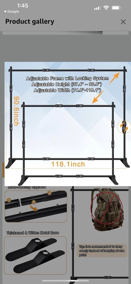 Backdrop Stand Used 1 Time Used As A Wedding Picture backdrop - Image 1 of 1