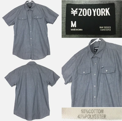 Zoo York Mens Medium Slim 42 in Chest) Gray 2-Pocket Button Up - Image 1 of 4