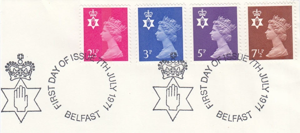 2.5p 3p 5p 7.5p GB Northern Ireland Used Belfast (b) 1971 ON PIECE (150901) - Image 1 of 1