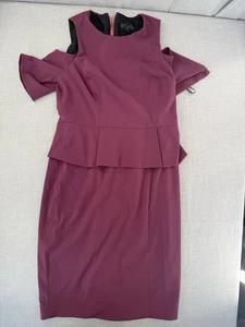 Ted Baker London Peplum Pippard Cold Shoulder Purple Sleeveless Dress Size 4 - Picture 1 of 11
