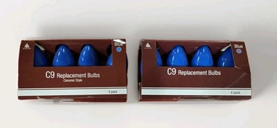 Menards C9 Ceramic Style Blue Christmas Light Replacement Bulbs 8 Piece 7W Bulbs - Image 1 of 4