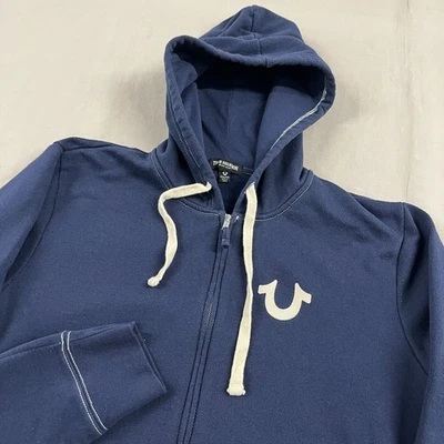 Moletom com capuz True Religion azul marinho com zíper tamanho XL - Imagem 1 de 4