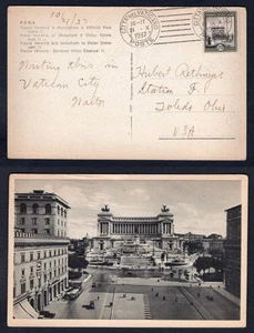 VATICAN 1937 Postcard to USA - Picture 1 of 3