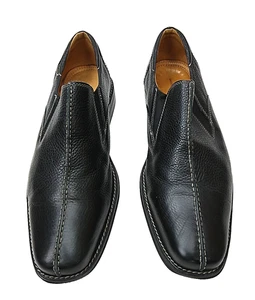 Sandro Moscoloni Leather Slip On Dress Shoe Mens 11.5 D Black Made In Brazil EUC - Picture 1 of 6