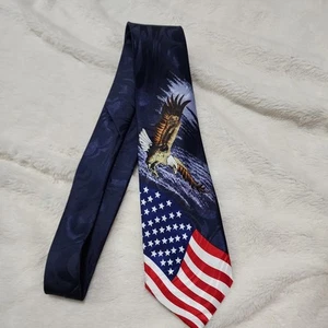 Steven Harris Men's Necktie Tie Polyester American Flag Flying Eagle Patriotic - Picture 1 of 4