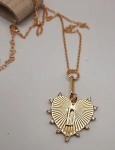 Anthropologie Monogram Pendant Necklace Letter D 14k Gold Plated - Picture 1 of 3
