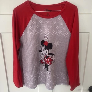 Disney women's size L t-shirt multicolor "Minnie Mouse" long sleeve scoop neck - Picture 1 of 7