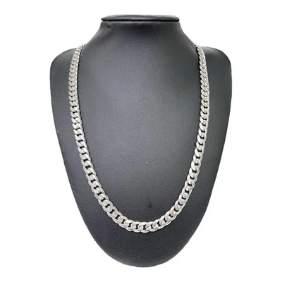 Silver 925 Curb Cuban Link Men’s Chain Necklace 74.68 Grams 61cm 8mm Wide. New - Image 1 of 4