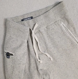 Pantalones deportivos Bonobos Jogger para hombre pequeños con cremallera bolsillo gris moteado felpa cónica - Imagen 1 de 8