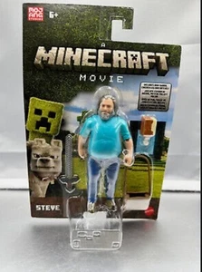 Minecraft Movie Steve Action Figure Jack Black w Sword Chicken Leg Satchel New - Picture 1 of 2