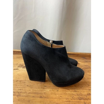 Ботинки на блочном каблуке Dries Van Noten черные замшевые на платформе - размер 37 (США 7) - Изображение 1 из 4