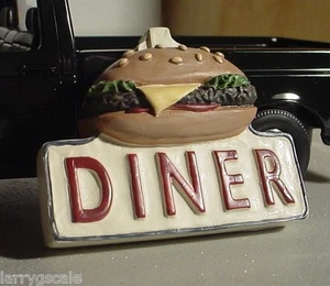Diner Sign Miniature 3 Dimensional 1/24 Scale G Scale Diorama Accessory Item - Picture 1 of 2