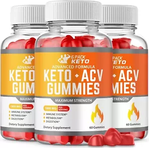 (3 Bottles) 6 Pack Keto ACV Gummies Weight Loss - 180 Gummies - Picture 1 of 3