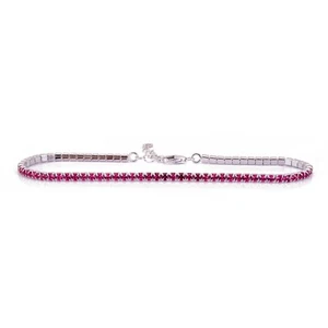 bracciale tennis argento 925% uomo donna regolabile 17-20 cm zirconi rossi 2mm - Bild 1 von 1