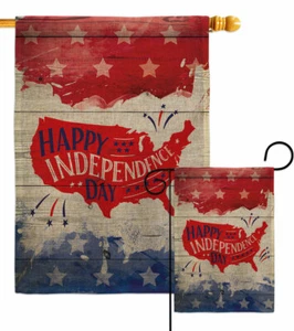 Happy United State Burlap Garden Flag Americana Fourth July Yard Banner - Picture 1 of 19