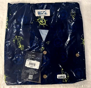 ALOHA by UZZI Men's Hawaiian Navy Blue Shirt-collared, button down- Large - Picture 1 of 6