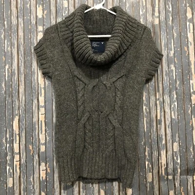 American Eagle Women's S/P Cowl Neck Short Sleeve Gray Knit Sweater - Image 1 of 4