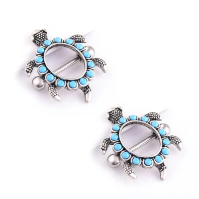 Par de piercing corporal de acero quirúrgico con barra de pezón recta protector anillo pezón 14G Foto 1 de 2