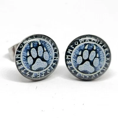 Wolf Fenrir Rune Earrings Viking Asgard Unisex Goth Alternative Heathen — 第 1/4 张图片