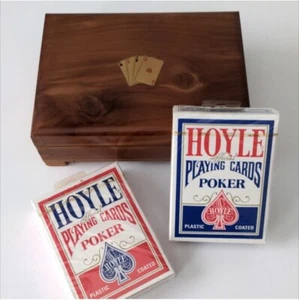 Game Night Poker Spielkarten Handarbeit Zeder Aufbewahrungsbox MCM Vintage versiegelte Karten - Bild 1 von 9
