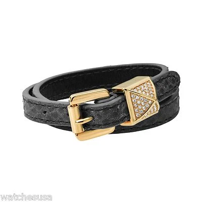 Michael Kors Women's Black Python Embossed Leather Double Wrap Bracelet MKJ2885 - Image 1 of 2