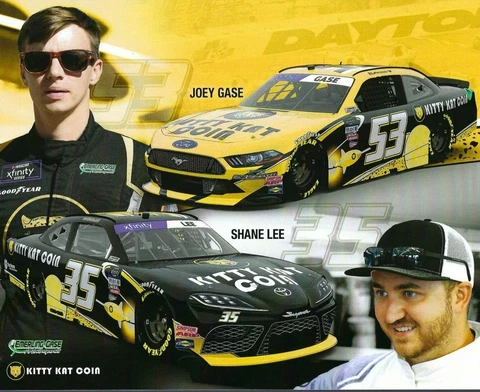 2022 JOEY GASE / SHANE LEE “KITTY KAT COIN”#35 53 NASCAR XFINITY SERIES POSTCARD Cover